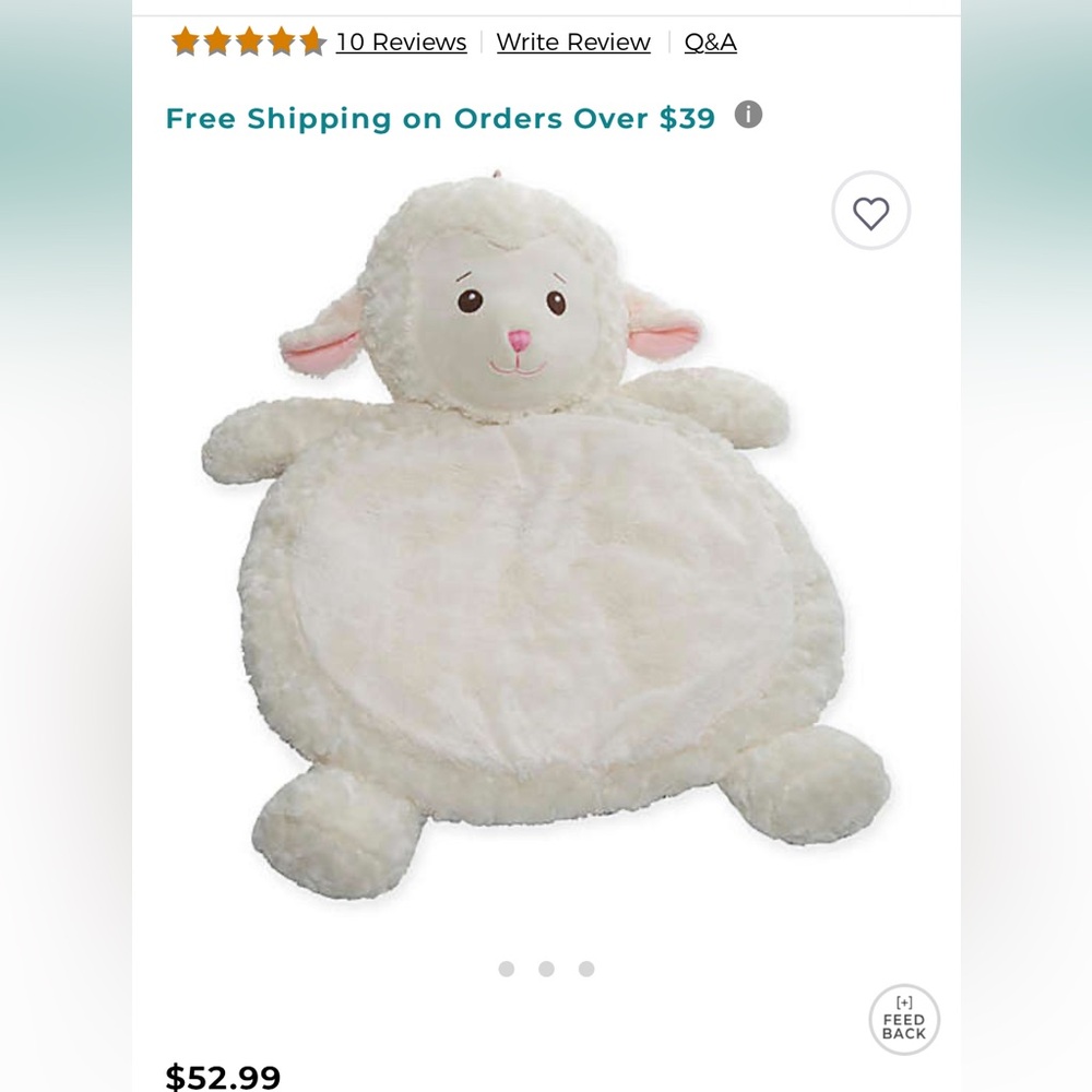 Mary Meyer Lamb Plush Baby Play Mat
